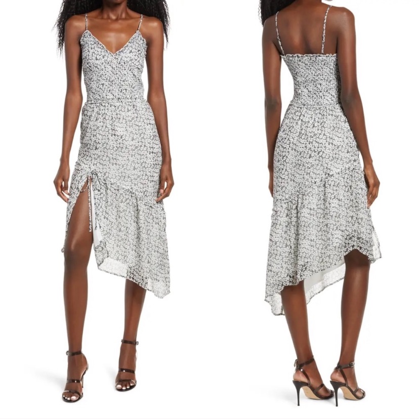 Leith Nordstrom Asymmetrical Midi Dress Floral S